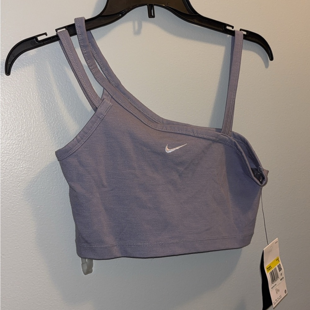 Nike Lavender Asymmetrical Strappy Sports Bra Crop